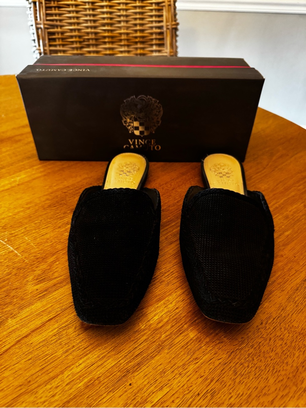 Vince Camuto Women’s Black Velvet Slide Loafers